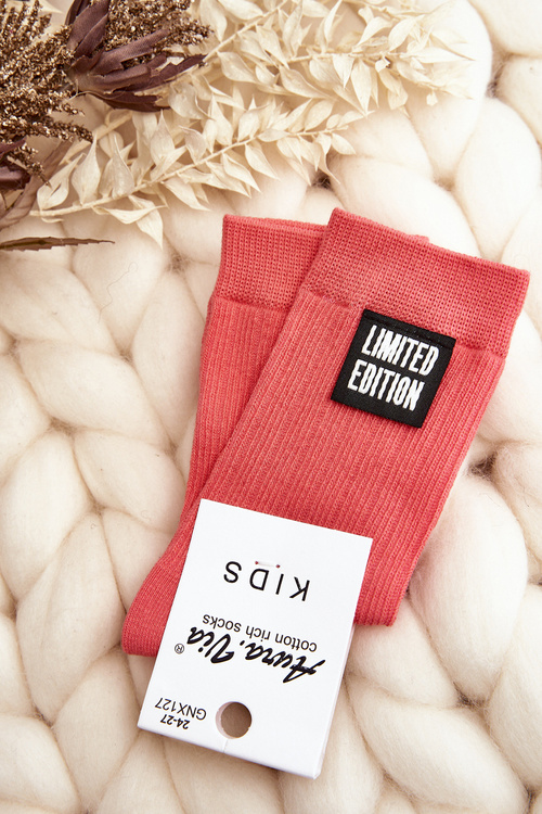 Dětské Hladké Ponožky S Nášivkou Růžové