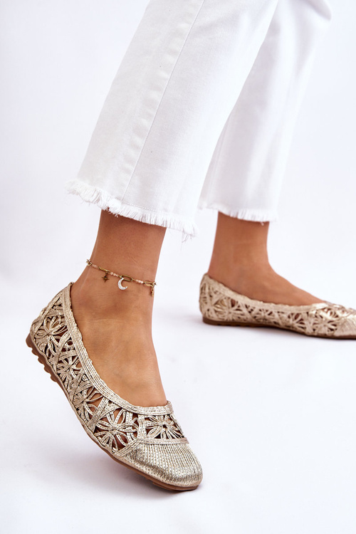 Prolamované módní baleríny zlaté Thiago