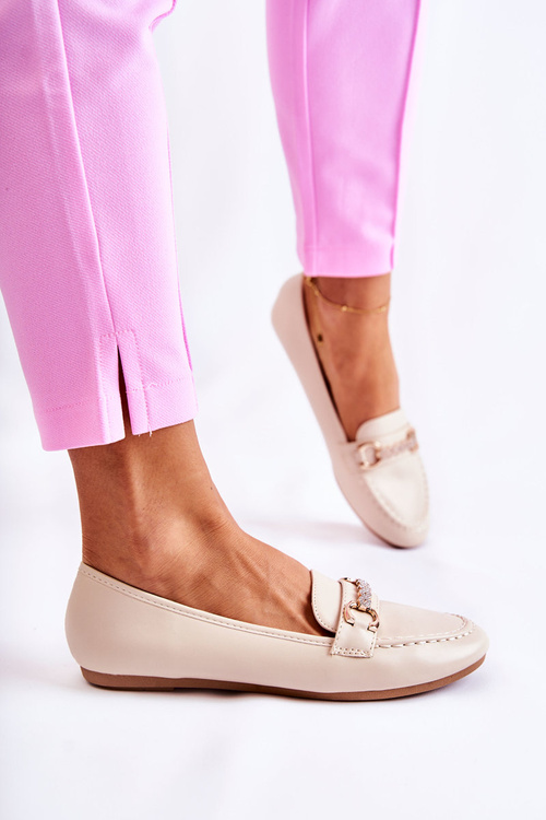 Dámska béžová koža Moccasins Godley