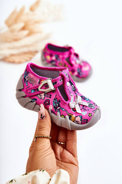 Befado Supergirl Papcia topánky s lukom 110p457 Pink-Gray