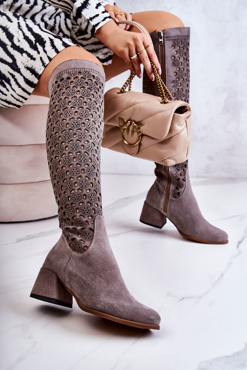 Semišové topánky so šedým vzorom Hekilea Openwork