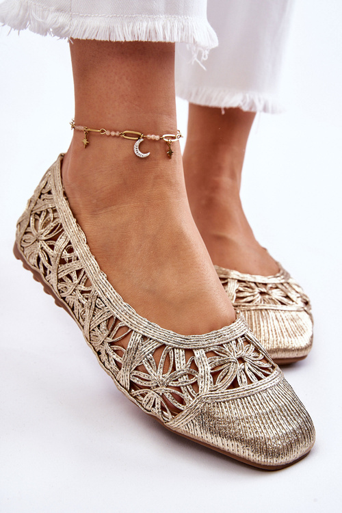 Prolamované módní baleríny zlaté Thiago