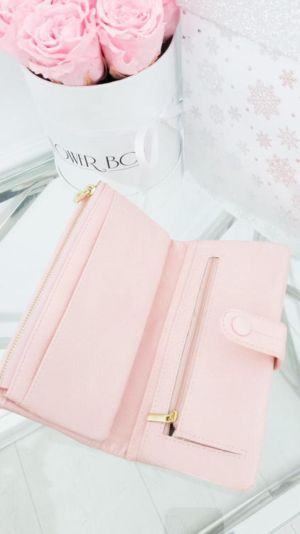 Veľká dámska prášková ružová peňaženka