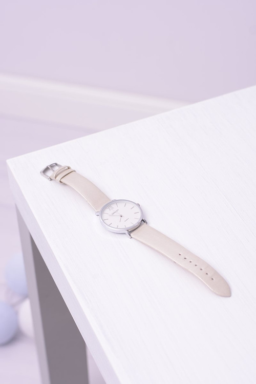 Kožené béžové dámske pearl hodinky Ernest
