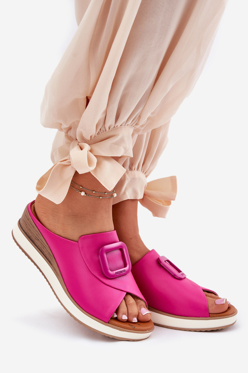 Dámské Kožené Pantofle Na Klínu Fuchsie Artiker 56C2147