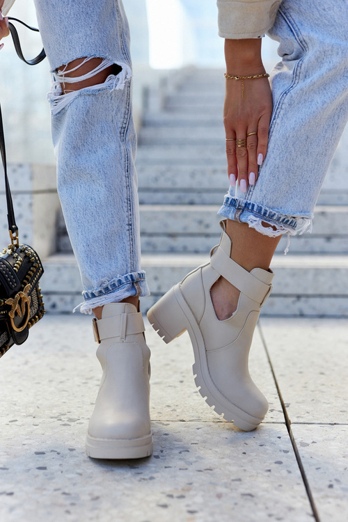 Kožené topánky rezané béžový pás Rosanne