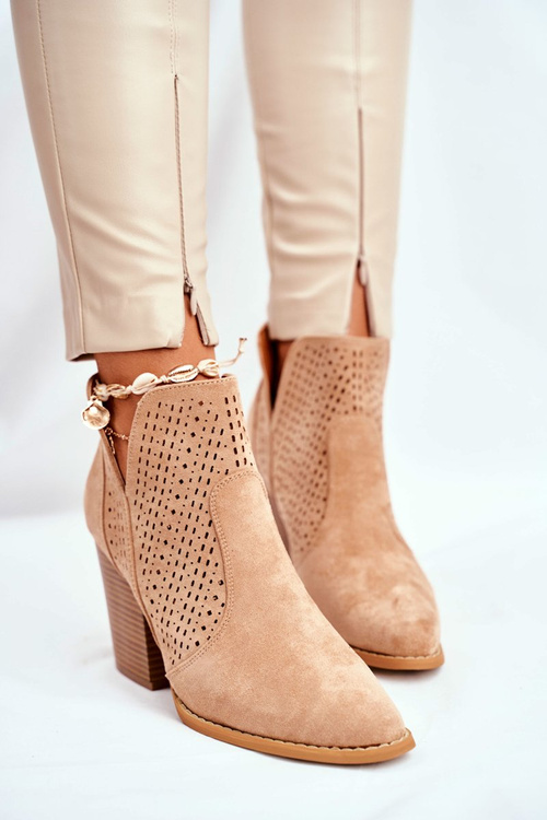 Dámske topánky na semišovom stĺpe Openwork Beige Shades