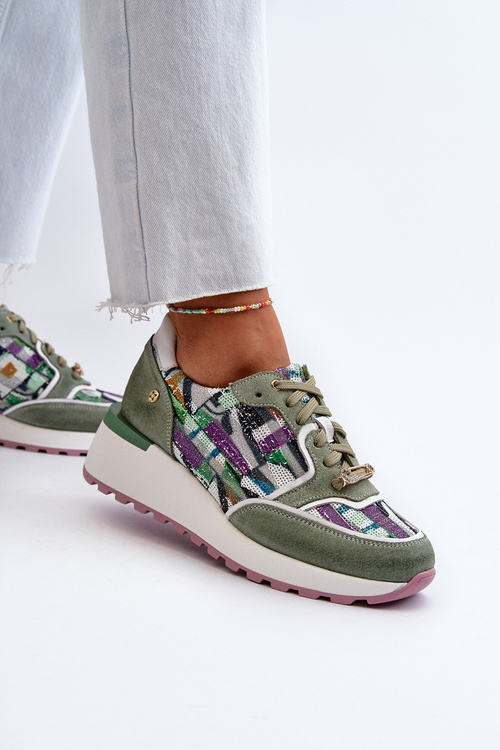 Dámské kožené tenisky na platformě Maciejka 06390-09 seledýnové