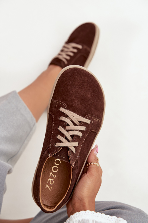 Trampki typu barefoot z přírodního semiše Zazoo 314 čokoládové