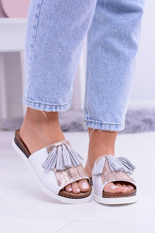 Kožené biele elegantné žabky Maciejka Resto