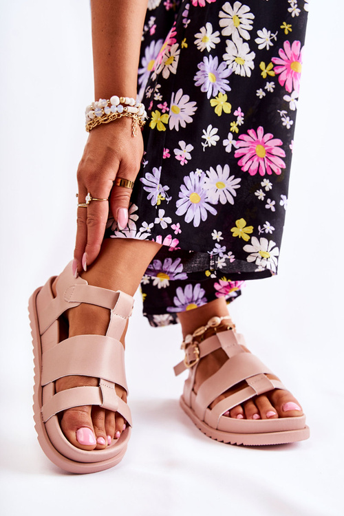 Kožené Sandály Na Platformě Svetlé růžový Tessy