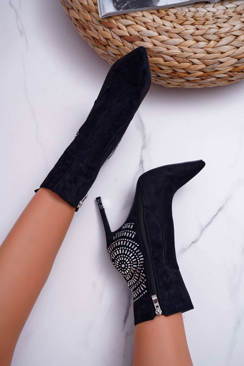 Dámské boty Na Podpatku Semišové Černé Fashionable