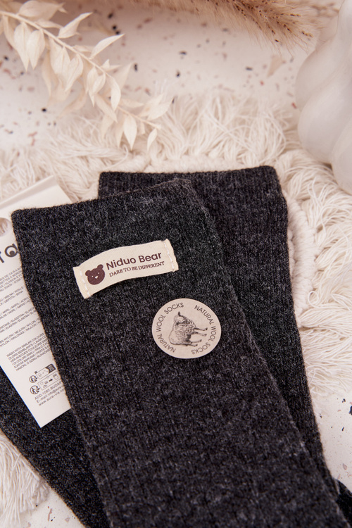 Teplé Vlněné Dámské Punčochy S Nášivkou Tmavě šedé