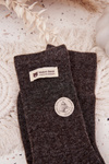 Teplé Vlněné Dámske Ponožky S Výšivkou Tmavohnedé
