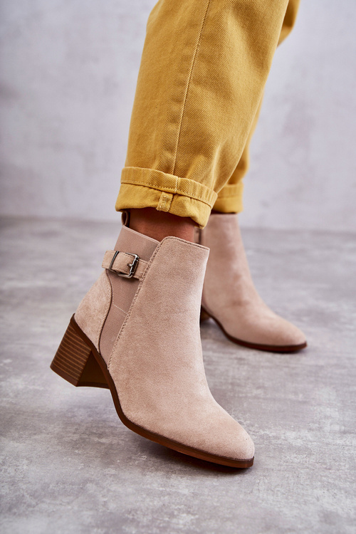 Semišové boty na sloupku Béžová Vannes