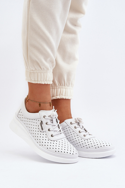 Dámske kožené športové tenisky biele Brumia