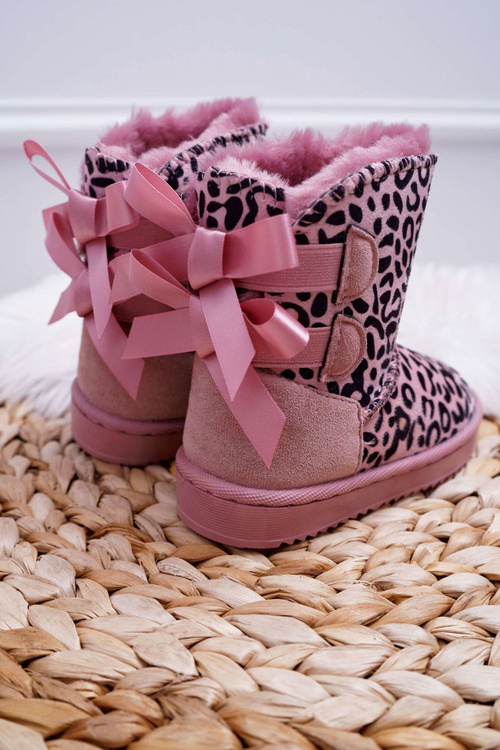Detské topánky Snehové topánky s kožušinou ružovou fionou