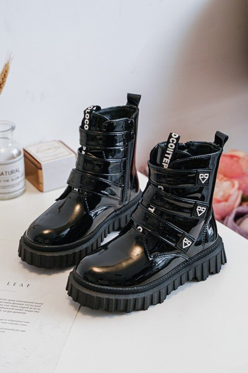 Dívčí Lakované Ocouvací Boty Rilina Černé