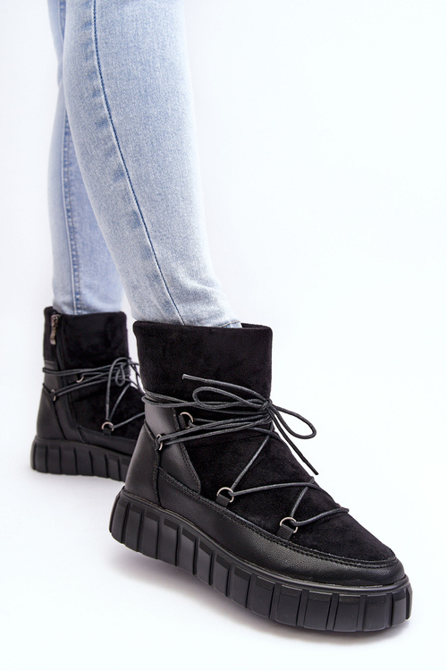 Kožené Sněhové Boty Na Platformě Černé Maxava