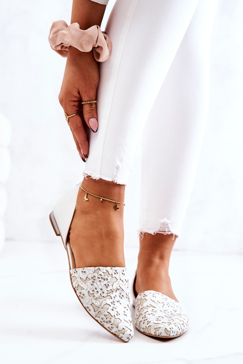 Elegantné kožené baleríny Laura Messi 1110 Béžová