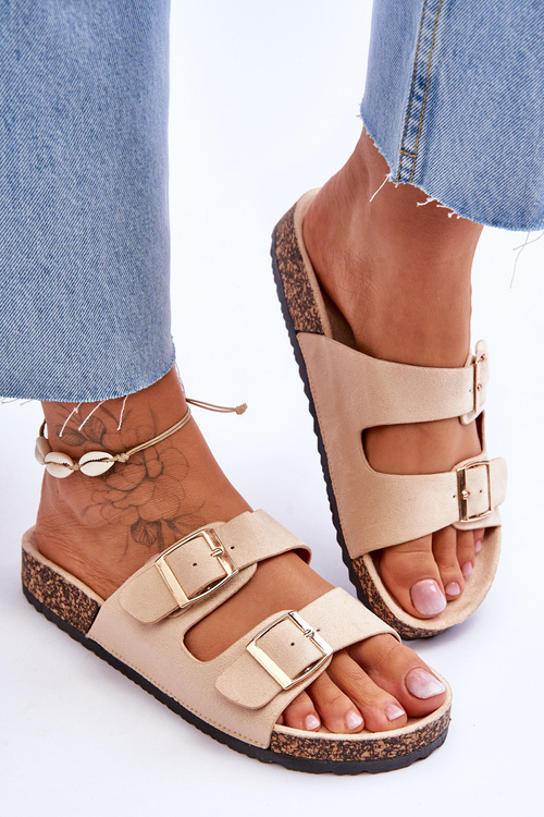 Dámské sandály na korkové platformě s pruhy Béžove Doretta