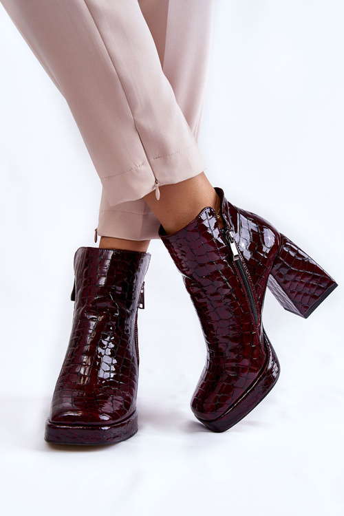 Krokodílové kožené podpätky burgundský vzor cudzinca