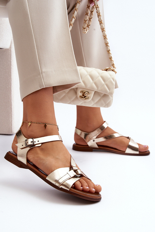 Zazoo 40182 Dámske kožené sandále zlaté