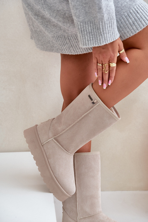 Vysoké Sněhule Na Platformě Big Star OO274894 Světle Béžové