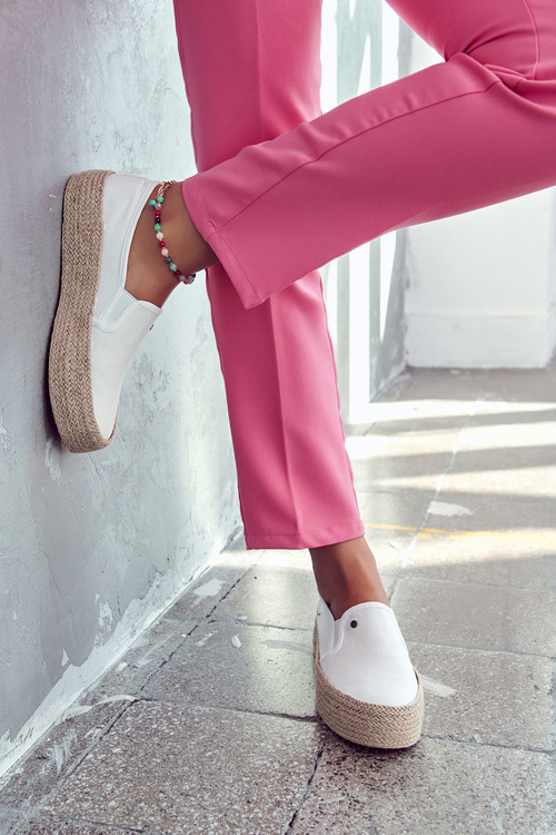 Dámske espadrilles na krížových džínsoch JJ2R4013C Biela platforma