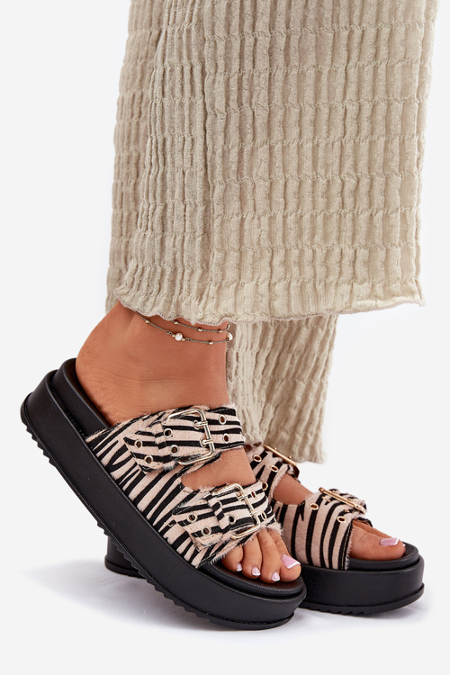 Dámské Pantofle S Přezkami Na Platformě Zebra Nilatha