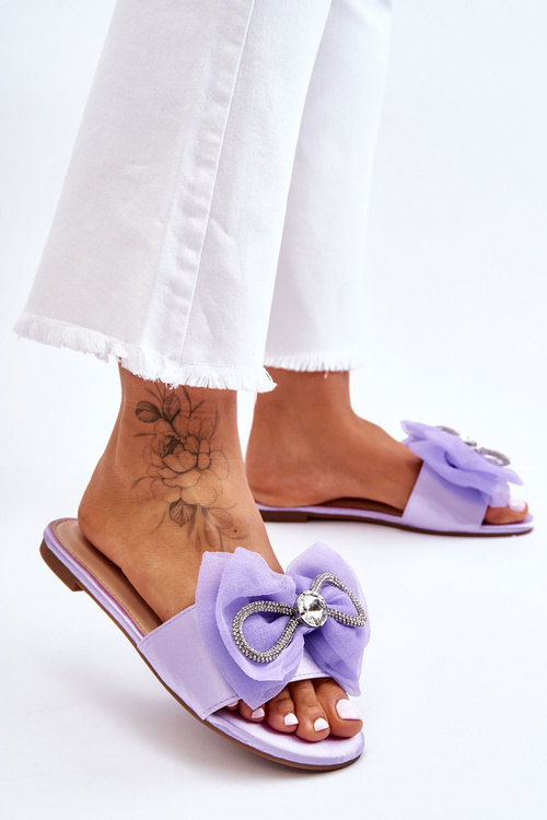 Dámske flip -flops s lukom a zirkónmi fialová Jolene