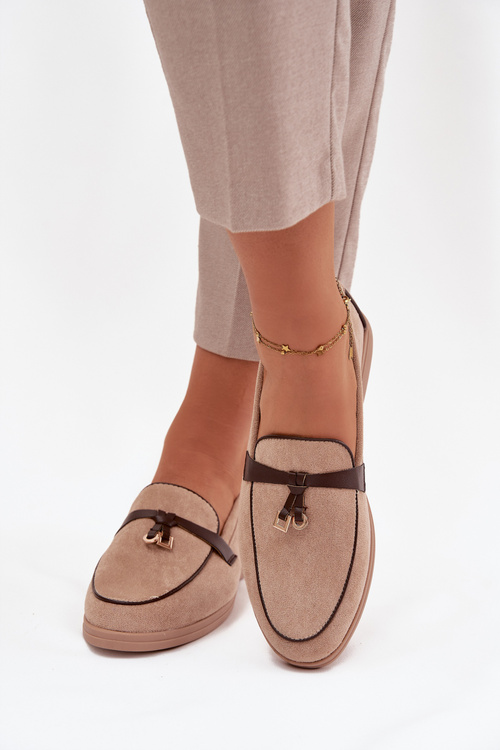 Mokasíny Loafers Ženy Z Eko Semiš Bež Darwen