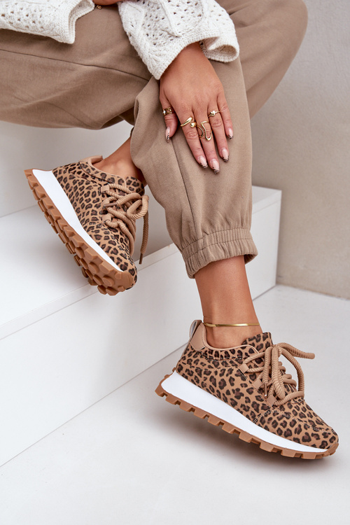 Športové Topánky Sneakers Na Platforme Leopard Hnedé Riadella