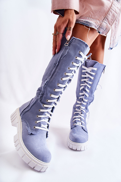 Vysoké vázané boty Kayra Modrá Trappers