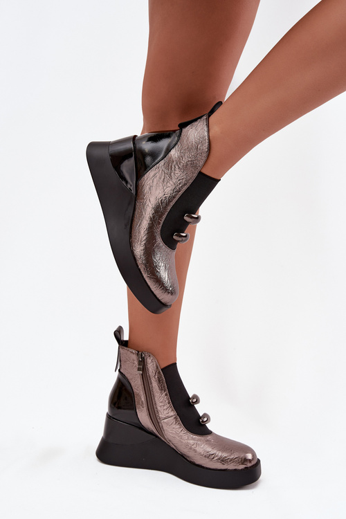 Dámské kotníkové boty na platformě D&A MR52-106 metalické