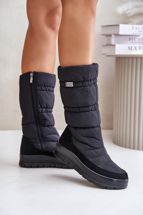 Dámské Sněhové Boty Se Zdobením Černé Progress PROGJ-24-147