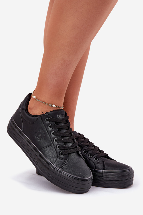 Ekologické Kožené Tenisky Dámske Na Platforme Big Star RR274299 Čierne