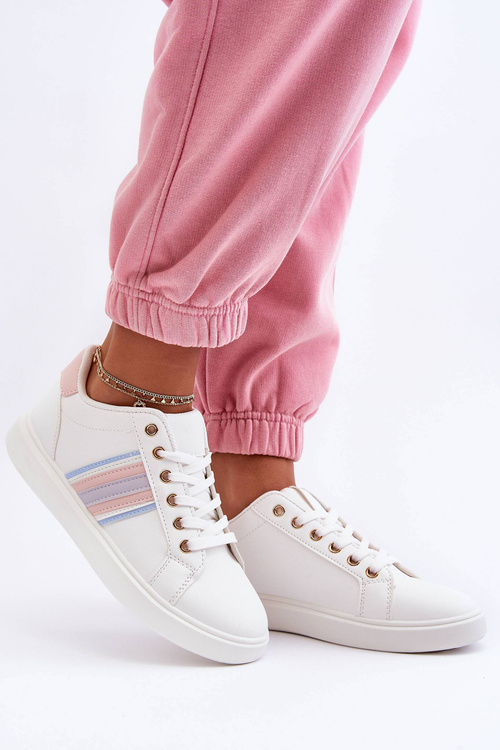 Kožené Dámské Sportovní Boty Bílo-Růžové Rilee