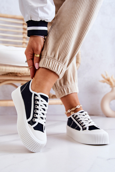 Nízke tenisky na platforme Black Mischa