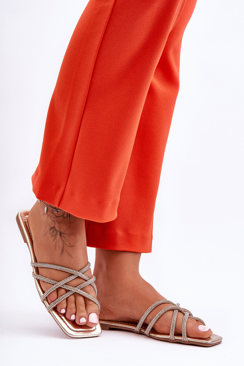 Ženské zlaté leomi popruhy a kamienky