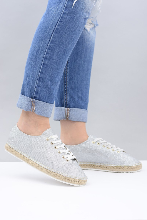 Lu Boo Strieborné trblietavé bielizeň Espadrilles Fairy