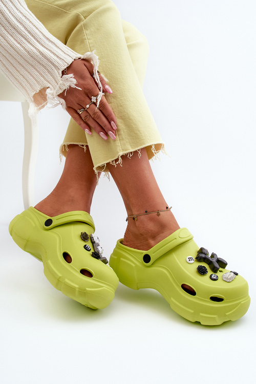 Piankové ľahké dámske papuče na masívnej podrážke limetkové Matirra