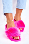 Dámské Nazouváky s Kožešinou Neonové Ffuchsie Fur
