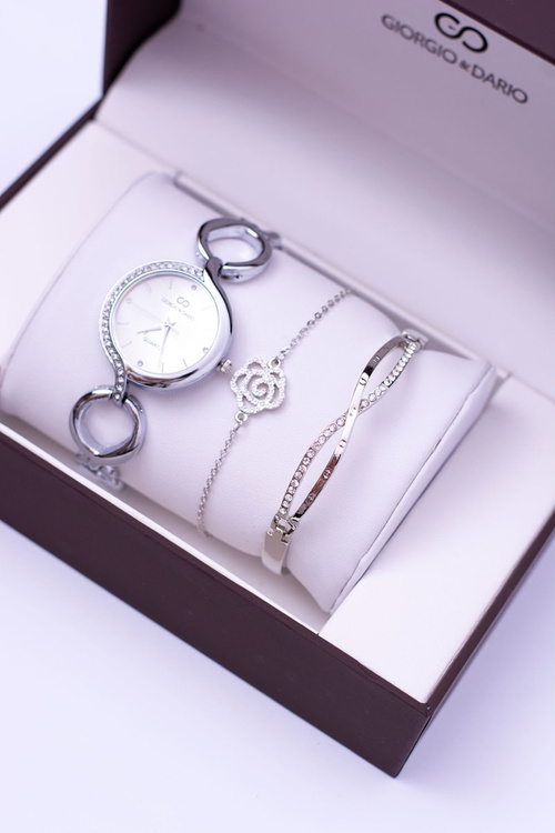 Giorgio Dario Set Silver Watch Cystém Dva náramky