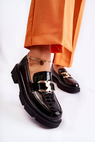 Módní kožené mokasíny Černá Loveliness