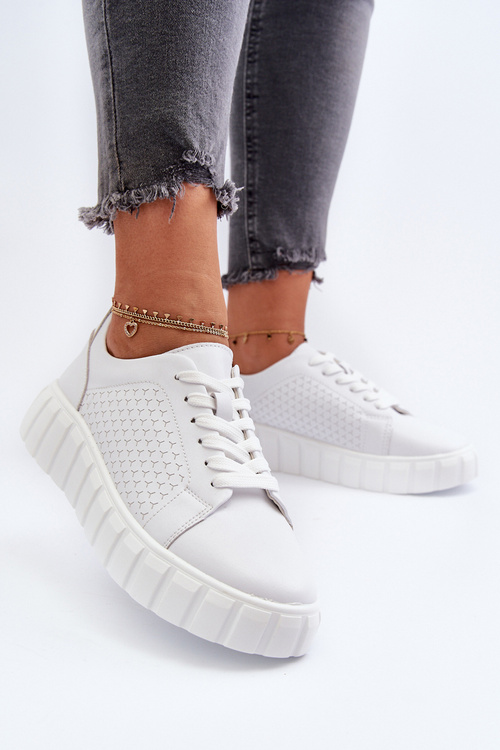 Biela dámska kožená teniska na platforme Eselmarie