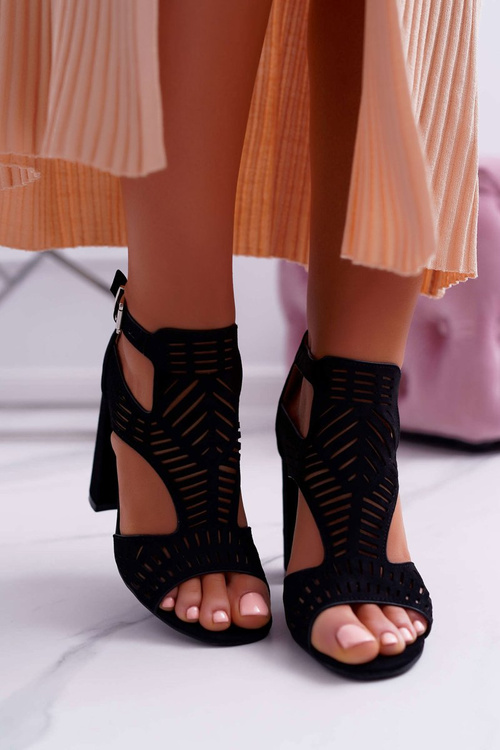 Dámske sandále na post Peep Toe Black Carmelita Post