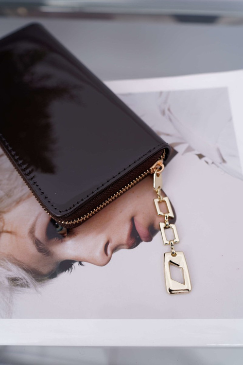 Dámsky dámsky veľký tmavo šedý zlatý dekoratívny zips