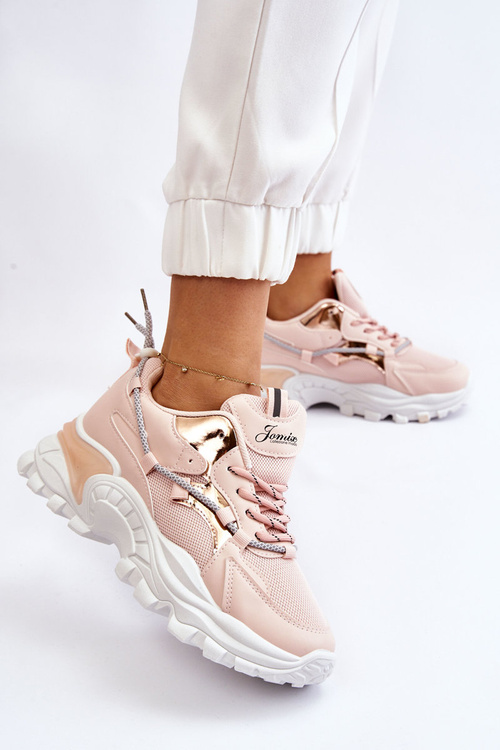 Dámská sportovní obuv šněrovaná na platformě Růžová Minea Minea