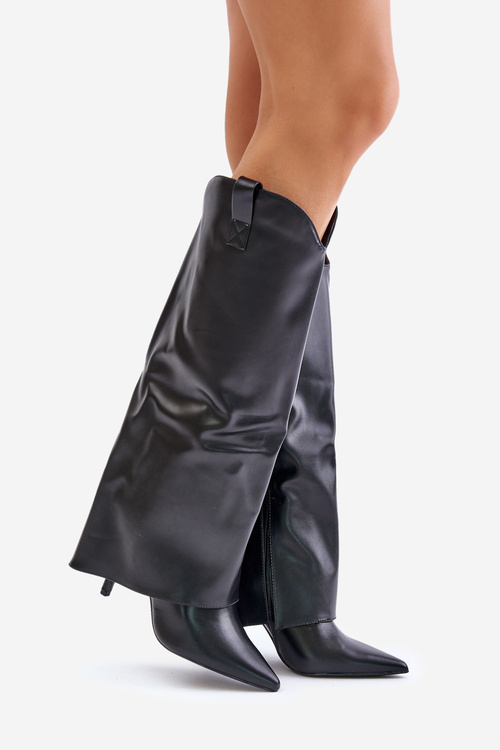 Čižmy Na Opätku S Otočeným Zvrškom Čierne Bellinna